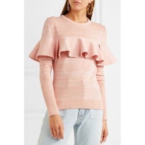 Apiece Apart ruffled pink marled sweater